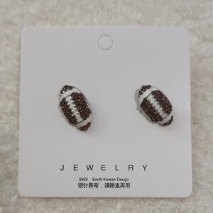 Football White and Brown Earrings